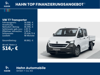 Fahrzeugbild eines Volkswagen T7 Transporter in weiß.
