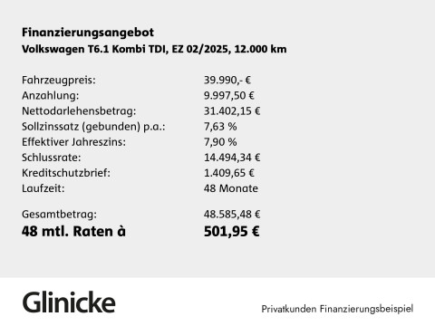 Volkswagen T6.1 Kombi - T6.1 Kombi 9-Sitzer, Klima, Parkpilot hinten, Gummiboden