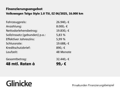 Volkswagen Taigo - Taigo Style 1.0 TSI DSG R&uuml;ckfahrk.+ACC+Matrix+LM+App-Connect