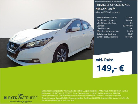 Ansicht 1 - Gebrauchtwagen Fahrzeug, Modell Leaf der Marke Nissan von Verkäufer Autohaus Bleker GmbH