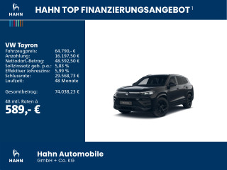 Fahrzeugbild eines Volkswagen Tayron in schwarz.