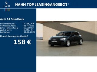 Fahrzeugbild eines Audi A1 Sportback in schwarz.