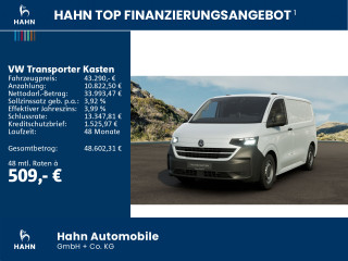 Fahrzeugbild eines Volkswagen Transporter Kasten in weiß.