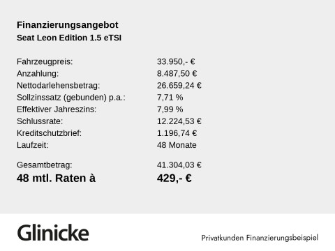 Seat Leon - Leon Sportstourer 1.5 eTSI Road Edition DSG AHK LED PDC KAM Klima Sitzh.