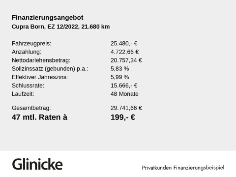 Cupra Born - Born 150 Pano LED LM 20" Navi RFK ACC Head-Up