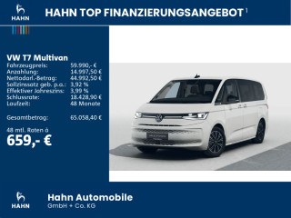 Fahrzeugbild eines Volkswagen T7 Multivan in weiß.