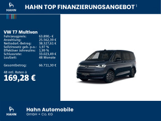 Fahrzeugbild eines Volkswagen T7 Multivan in blau.