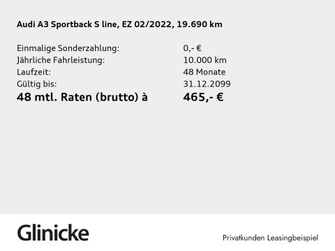 Audi A3 Sportback - A3 Sportback 40 TFSIe S line Pano LED LM 17" Navi RFK ACC