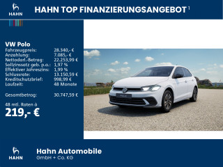 Fahrzeugbild eines Volkswagen Polo in weiß.