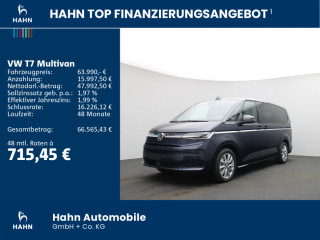 Fahrzeugbild eines Volkswagen T7 Multivan in blau.
